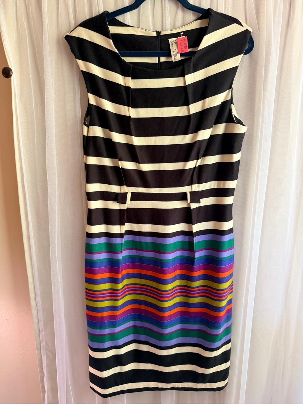 Emma & Michele Sheath Dress with Multicolor Stripe dress missing belt